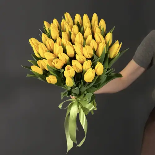 Букет из 51 желтого тюльпана 