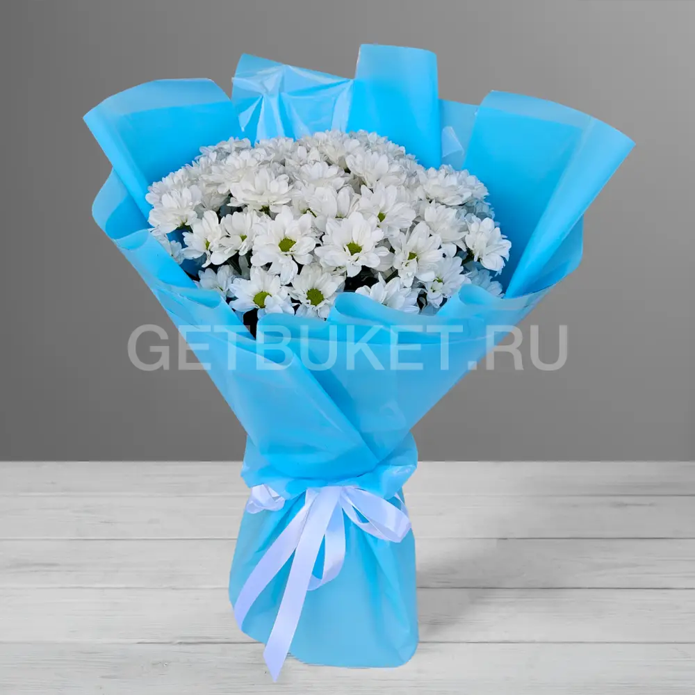 209586 Букет из белой кустовой хризантемы